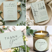 Minimal Green Bridal Shower Kaart