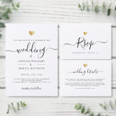 Modern Elegant Roos Gouden Hart Bruiloft Details Informatiekaartje (Personaliseer de collectie van deze zelfstandige maker.)