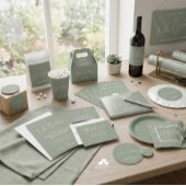 Modern Sage Green Baby Shower Elegant Script Kaart