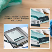 Minimale moderne donkerblauwe reinigingsdiensten vierkante sticker