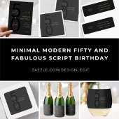 Goud Zwart Vijftig en Fabulous Script 50ste Verjaa Kaart