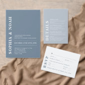 Moderne stoffige blauwe minimaal elegante bruiloft ronde sticker (Personaliseer de collectie van deze zelfstandige maker.)