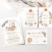 Minimal Modern Neutral Safari Animal Baby shower Informatiekaartje