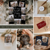 Blue Modern Boho 8 Fotocollage Kerstmis Feestdagenkaart