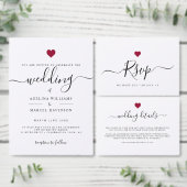 Modern Script Red Heart Welkom huwelijksprogramma Programmakaart (Personaliseer de collectie van deze zelfstandige maker.)