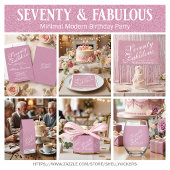 Zeventig en Fabulous Roze Glitter Script Embleem Sparkling Wijnetiket