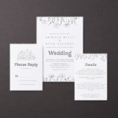 Minimale gedempte grijze wilde bloem horizontale t save the date (Personaliseer de collectie van deze zelfstandige maker.)