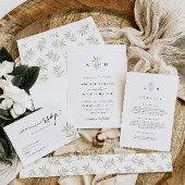 Minimal Greenery Olive Branch Huwelijksuitnodiging Kaart