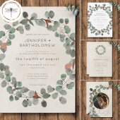 Minimale Roest Groene Eucalyptus Krans Foto Huweli Bedankkaart