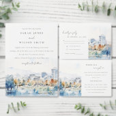 Minimal San Jose, Californië Waterverf Adres Etiket (Personaliseer de collectie van deze zelfstandige maker.)