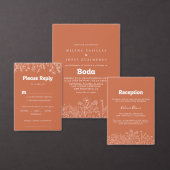 Minimaal Terracotta Wildflower Huwelijksprogramma Programmakaart (Personaliseer de collectie van deze zelfstandige maker.)