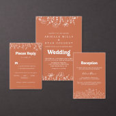 Terracotta Wilde Bloem Bruiloft Menu Keuze RSVP (Personaliseer de collectie van deze zelfstandige maker.)