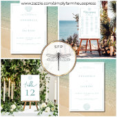 Minimal Typography Aqua & White Seashell Wedding Sparkling Wijnetiket