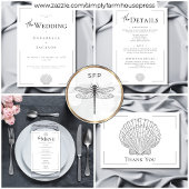 Minimale Typografie Zwart & Wit Zeeschelp Trouwen Servet