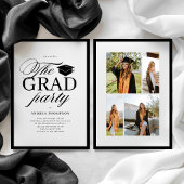Minimalistische zwart-wit scriptie grad-feest foto aankondiging
