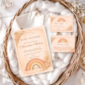 Minimalist Boho Rainbow Baby Shower Kaart