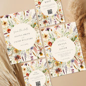 Minimalistische Boho Wildflower Bloemen Bruiloft Vellum Uitnodigingen