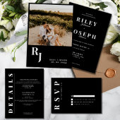 Minimalistisch vet zwart-wit bruiloft kaart