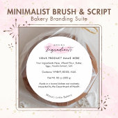 Roze Borstel Elegante Script Gebakken met Liefde Ronde Sticker