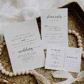 Minimale kalligrafie Zilverwedding All In One Uitnodiging