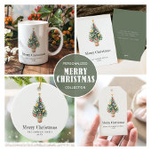 Minimalistische kerstboom Familienaam Jaar Cadeaulabel