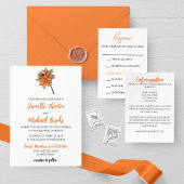 Minimalistische Chrysanthemum Bruiloft RSVP Kaart