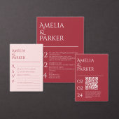 Minimalistische Crimson Rode Bruiloft Tafel Nummer Reclamebord Met Voetstuk (Personaliseer de collectie van deze zelfstandige maker.)