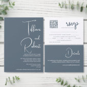 Dusty Blue Wedding Kaart (Personaliseer de collectie van deze zelfstandige maker.)