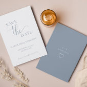 Dusty Blauw Monogram Initiaal Bruiloft Uitnodigingen Wikkel