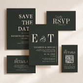 Elegante ebbenhouten koppel initials bruiloft poster