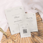 Minimalist Ivory Editorial Wedding All In One Uitnodiging