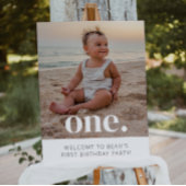 Eerste verjaardag één gebogen fotowelkomstbord wandkleed