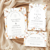 Minimalistische bloemboog bruiloft save the date