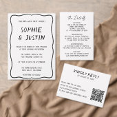 Moderne Zwarte & Witte QR Code Trouwkaart RSVP Kaartje (Personaliseer de collectie van deze zelfstandige maker.)