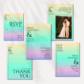 Minimalistische moderne holografische ombre bruilo kaart