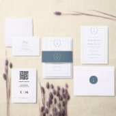 Minimalist Laurel Monogram Wedding Invitation Kaart (Personaliseer de collectie van deze zelfstandige maker.)