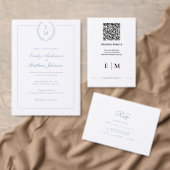 Minimalist Laurel Monogram Wedding Invitation Kaart (Personaliseer de collectie van deze zelfstandige maker.)