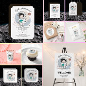 Minimalist Little Astronaut Baby shower Kaart