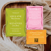 Modern Retro Vibrant Bold Citrus Green Wedding Kaart