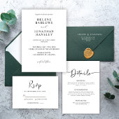 Moderne minimale zwart-wit elegante bruiloft RSVP kaartje
