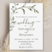 Minimalistische moderne groene + witte bruiloft re informatiekaartje