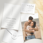 Elegant Script Zwart Wit Huwelijk Eenvoudig RSVP Kaartje