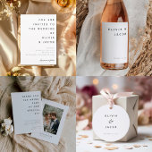 Minimalistisch modern huwelijk wijn etiket