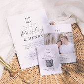 Minimalistisch Monogram Elegante Fotobruiloft Bedankkaart