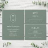 Minimalistisch Monogram Mos Groene Bruiloft Servet (Personaliseer de collectie van deze zelfstandige maker.)