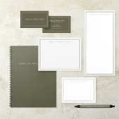 Elegant Minimalist Olive Green Monogram Notitieboek