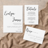 Elegant Zwart & Wit Script QR Code Bruiloft RSVP Kaartje (Personaliseer de collectie van deze zelfstandige maker.)