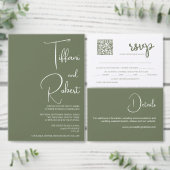 Elegant Minimalist Sage Green Wedding  Kaart (Personaliseer de collectie van deze zelfstandige maker.)