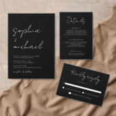 Modern Signature Script Zwart Wit Bruiloft Acryl Uitnodigingen (Personaliseer de collectie van deze zelfstandige maker.)