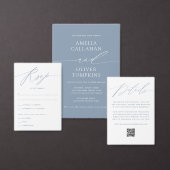 Dusty Blue Minimalist Script Photo Wedding Bedankkaart (Personaliseer de collectie van deze zelfstandige maker.)